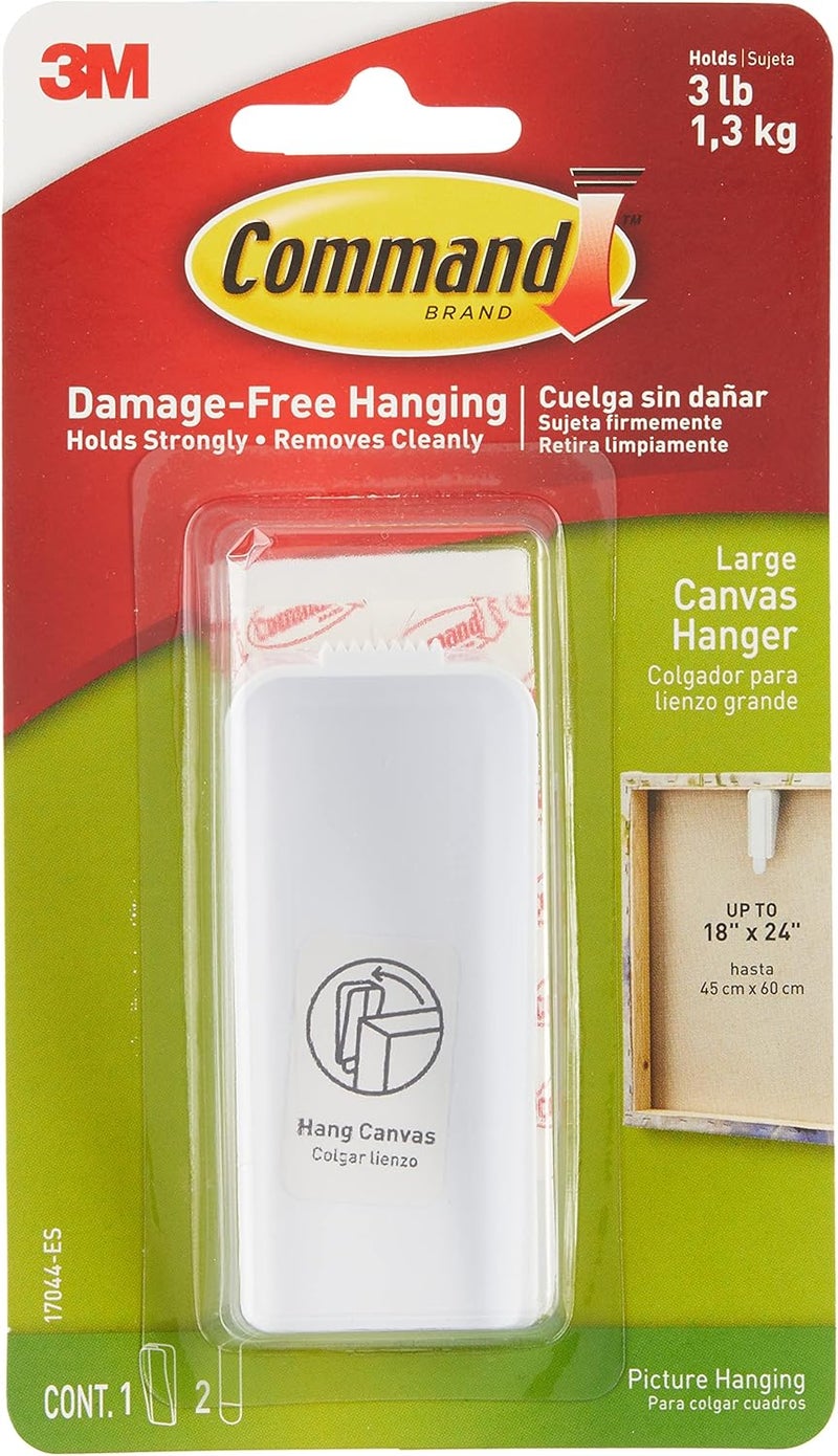 Command Large Canvas Hanger, 1-Hanger, 2-Strips, Holds up to 3 lbs, Indoor Use, Decorate Damage-Free - Image 1